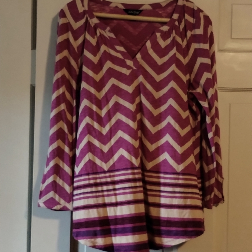 Lucky Brand Purple and Cream Chevron Blouse